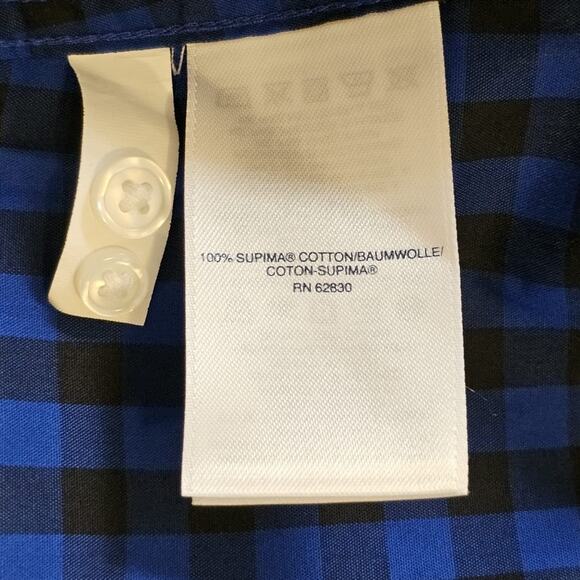 LAND'S END Size 4 Button Down Checkered Black and Blue Shirt Long Sleeve No Iron - Picture 4 of 4